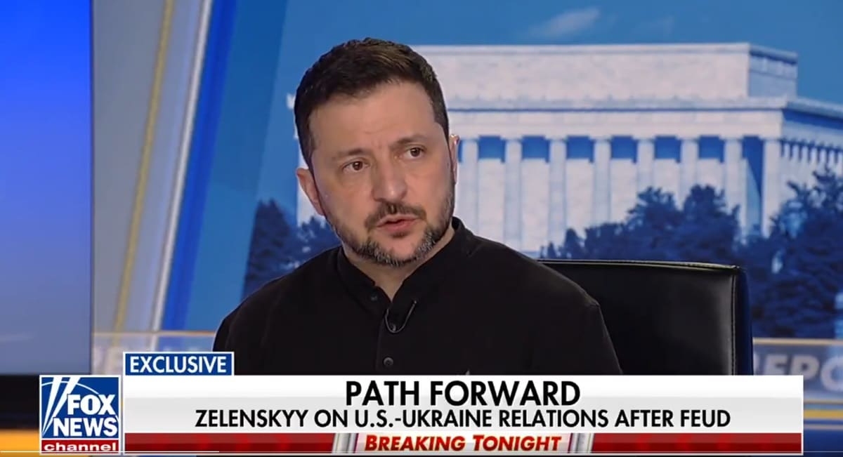 Zelenski durant l'entrevista d'aquesta nit a Fox News Zelenski durant l'entrevista d'aquesta nit a Fox News