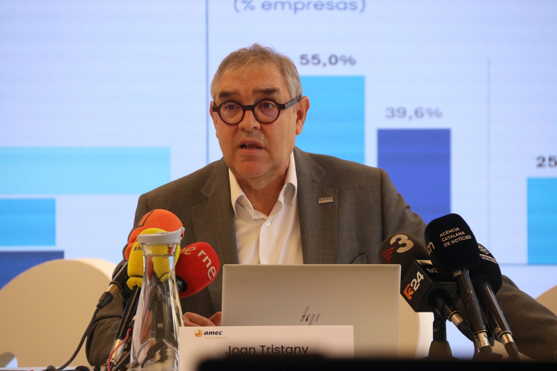 El director general d'Amec, Joan Tristany, durant una roda de premsa.