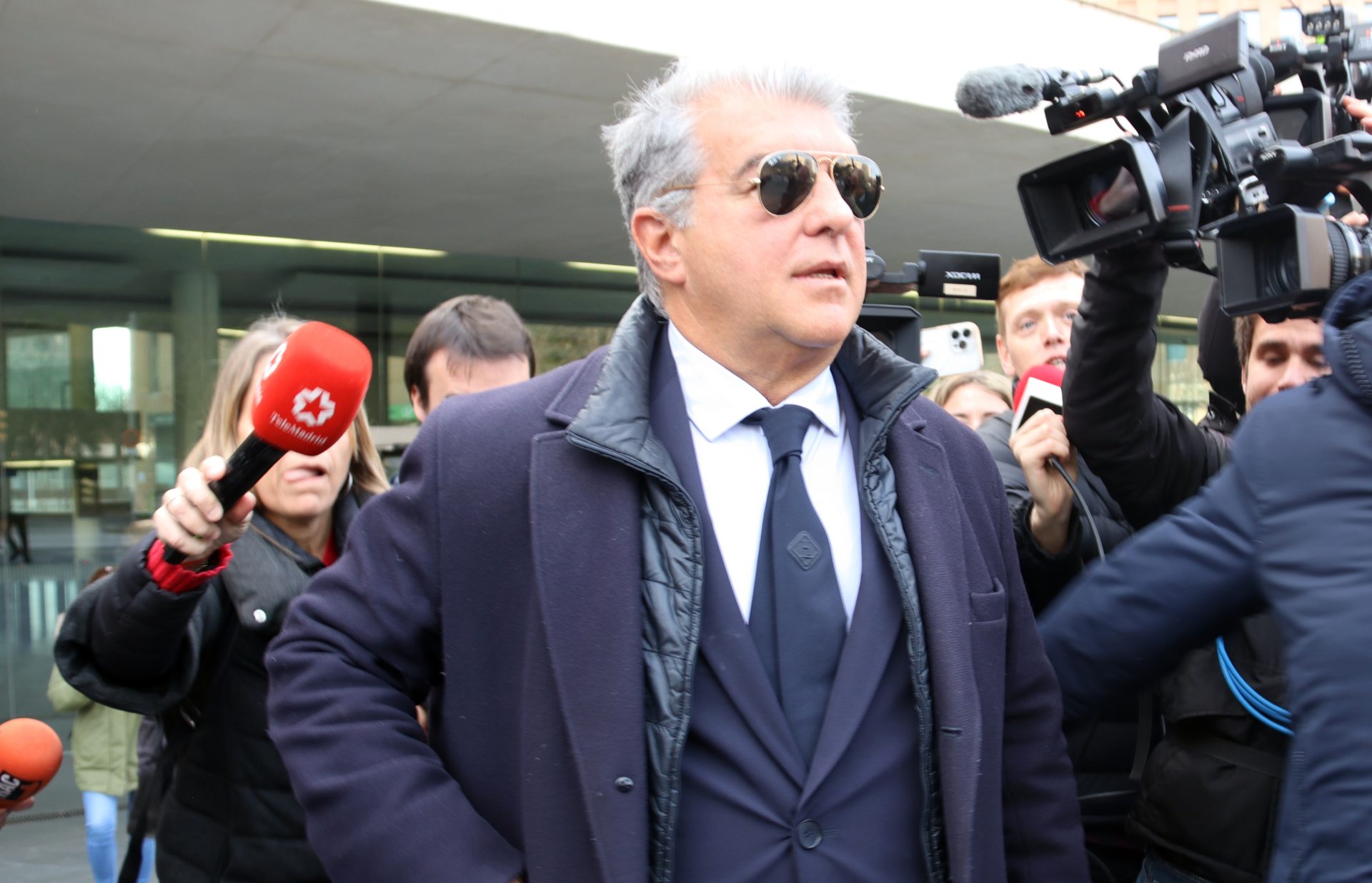 El president del Barça, Joan Laporta, després de declarar a la Ciutat de la Justícia per un presumpte delicte d'estafa