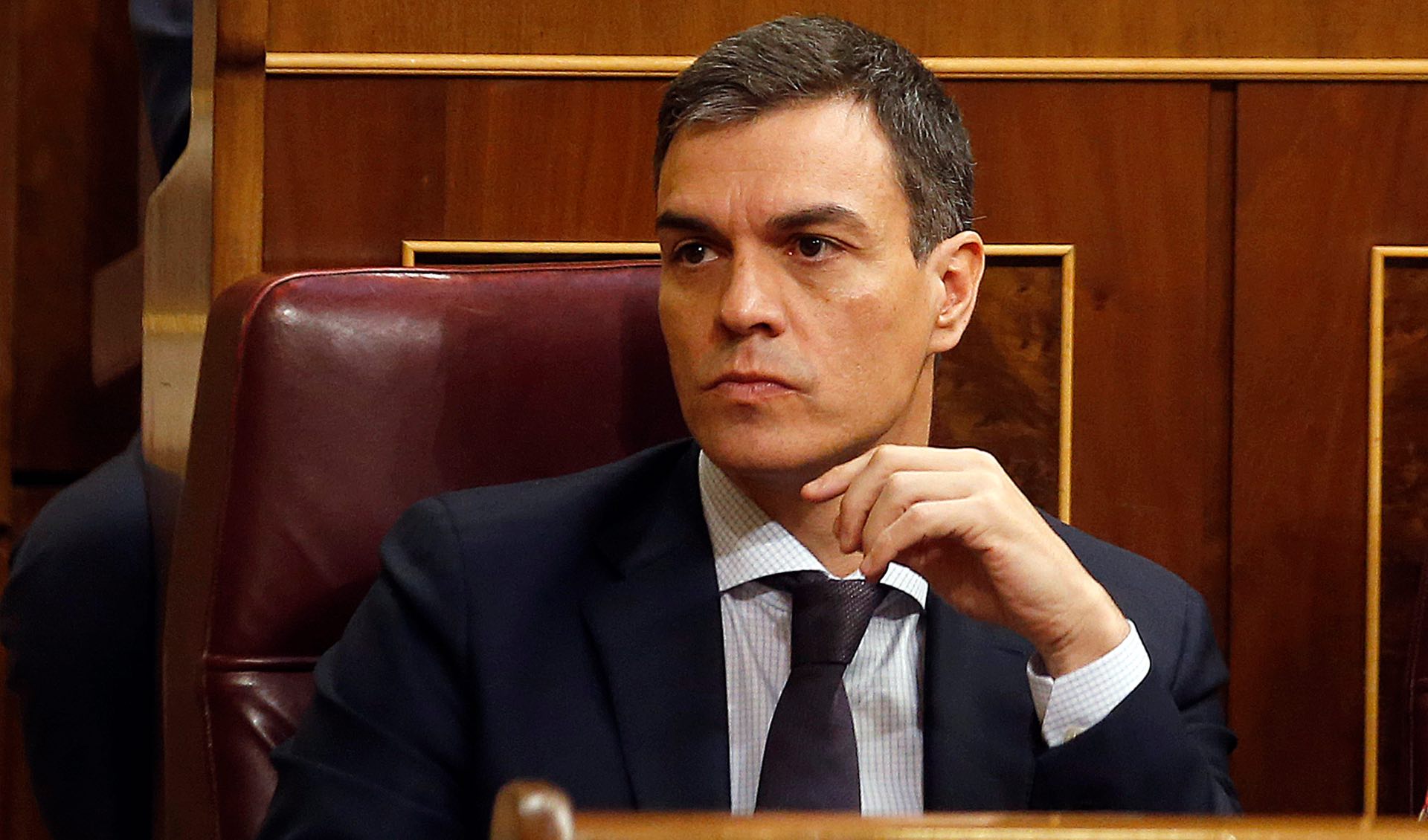 El secretari general del PSOE, Pedro Sánchez, abans de la votació de la moció de censura que el convertiria en nou president del govern espanyol l'1 de juny del 2018